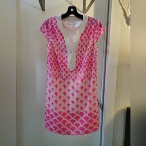 Julie Brown pink dress, sleeveless with thick white beading, size 0, $249 retail
